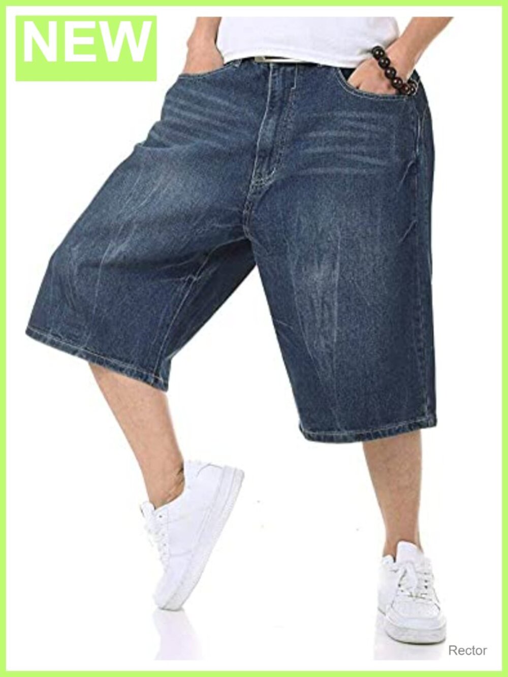 Men's Baggy Denim Shorts High Waist Loose Fit 5-Pocket Jorts